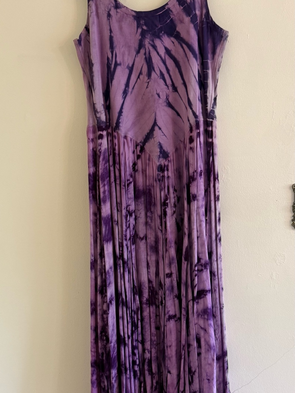 Comfy Sleeveless Purple Tie-Dye Maxi Dress Size Large - Picture 2 of 5